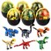 ThinkMax 6 Pcs Dinosaur Building Blocks Toys Filled Easter Eggs for Easter Basket Stuffers, Easter Egg Hunt, Easter Party Favors, Mini Animal Toys for Kids Boys