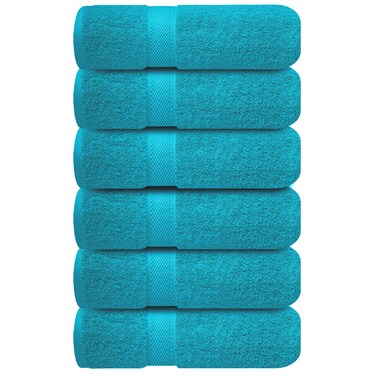 Infinitee Xclusives 100% Cotton Hand Towels for Bathroom &ndash; Ultra-Soft &amp; Highly Absorbent, 6-Pack, Gym, Spa &amp; Hotel  Serene Teal