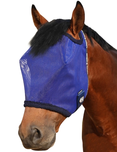 Harrison Howard All-Round Mesh Horse Fly Mask UV Protective with Fleece-Padded Edging Deep Navy L