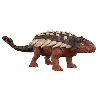 Mattel Jurassic World Dominion Roar Strikers Dinosaur Action Figure with Roaring Sound &amp; Attack Action, Ankylosaurus Dino Toy Includes Digital Play