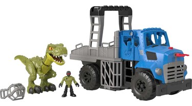Fisher-Price Imaginext Jurassic World Dominion Toy, Break Out Dino Hauler Vehicle &amp; T. rex Dinosaur for Preschool Kids Ages 3+ Years