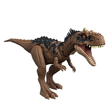 Mattel Jurassic World Dominion Roar Strikers Dinosaur Action Figure with Roaring Sound &amp; Attack Action, Rajasaurus Dino Toy Includes Digital Play