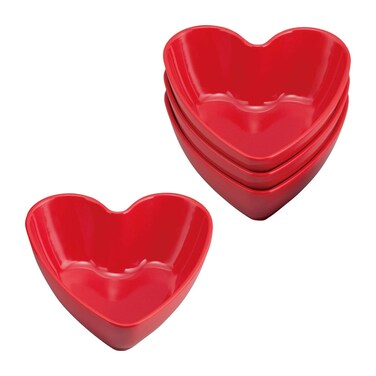 UPware 4-Piece 4.75 Inch Melamine Dessert Bowls Appetizer Dinner Bowls Small Serving Bowls Party Bowls Heart Shaped Bowl for Dessert Snack Fruit Side Dishes (4.75 Inch Heart Bowl)