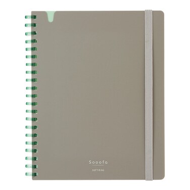 KOKUYO Graph Journal Notebook, Sooofa 7.2'' x 5.5'' Soft Ring Notebook for Women 4mm Grid Ruled, 80 Perforated Sheets, Gray, B6 Notebook for Work Journals for Writing. Japan Import (SU-SV748S4-M)
