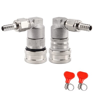 Ball Lock Quick Disconnect Set, Stainless Steel Home Brewing Corny Cornelius 7/16-20UNF Thread Keg Fittings with 5/16&rsquo;&rsquo; Gas 1/4&rsquo;&rsquo; Beer Barb Swivel Nuts Hose Clamp for Keg Post Sankey Coupler