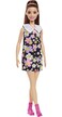 Barbie Fashionistas Doll #187 with Behind-the-Ear Hearing Aids, Brunette Ponytail, Shift Dress &amp; Pink Boots