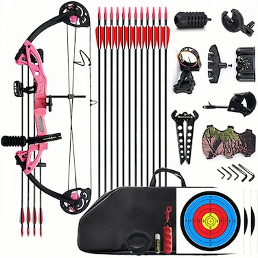 Lanneret Compound Bow and Archery Sets - Right Hand Archery Compound Bows 15-29 lbs Draw Weight Adjustable for Youth and Beginners，Hunting Bow Kit for Beginner