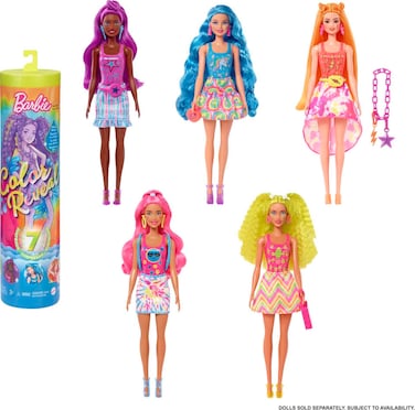 Barbie Color Reveal Doll &amp; Accessories, Neon Tie-Dye Series, 7 Surprises, 1 Doll (Styles May Vary)