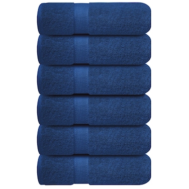 Infinitee Xclusives Luxury 100% Ring-Spun Cotton Hand Towels for Bathroom Set of 6 (16x28 inches) - Soft, Absorbent &amp; Quick-Drying Bath Towels for Bathroom, Gym, Spa &amp; Hotel Use (Tranquil Navy)