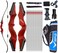 Archery 60" Takedown Hunting Recurve Bow and Arrows Set for Adults &amp; Youth Longbow Kit Competition Survival Targeting Shooting Right HandLaminated Wooden Riser 30lb-60LB