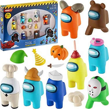 Crewmate Figures   8 Collectibles in 1 Box   Merch Incl. The Peeled and The Clogged   2 Hidden Impostors   Mini Toys with 5 Add&rsquo;l Hats