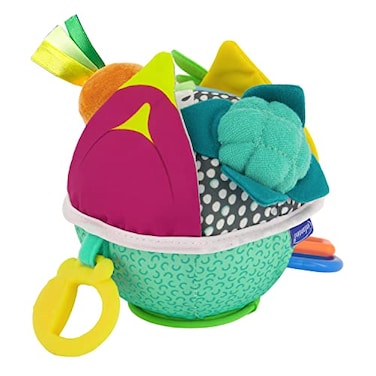 Infantino Busy Lil&rsquo; Sensory Ball - 9 Activities, Teether, Selfie Mirror, Rattle Sounds, Encourages Fine and Gross Motor Skill Development, for Babies 3M+