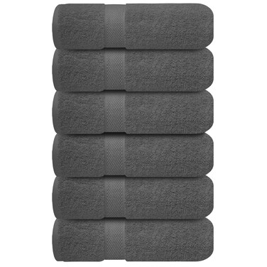 Infinitee Xclusives 100% Cotton Hand Towels for Bathroom &ndash; Ultra-Soft &amp; Highly Absorbent, 6-Pack, Gym, Spa &amp; Hotel   Shadow Grey