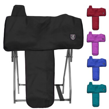 Harrison Howard Long-Lasting 6 Elastic Straps 600 Denier Waterproof Western Saddle Cover-Black