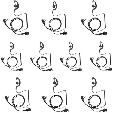 VX-261 G Shape Earpiece Headset with PTT Mic for Motorola Yaesu Vertex Standard Radio EVX-261 VX-230 VX-231 VX-298 VX-350 VX-351 VX-180 EVX-531 Walkie Talkie 2 Way Radio 10 Pack