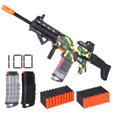 COOLFOX Electric Automatic Toy Gun for Nerf Guns Sniper Soft Bullets [Shoot Faster] Camouflage Burst Bullets for Boys,Toy Foam Blasters &amp; Guns with 100 Nerf Sniper Darts, Gifts for Kids