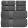 Infinitee Xclusives Luxury 100% Cotton Towel Set &ndash; 8 Piece Bathroom Towel Set (2 Bath Towels, 2 Hand Towels, 4 Washcloths) &ndash; Soft &amp; Absorbent Towels for Bathroom (Shadow Grey)