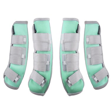 Harrison Howard Horse Fly Boots Leg Guards Fly Boots Protection Set of 4 Aqua Large Full Size