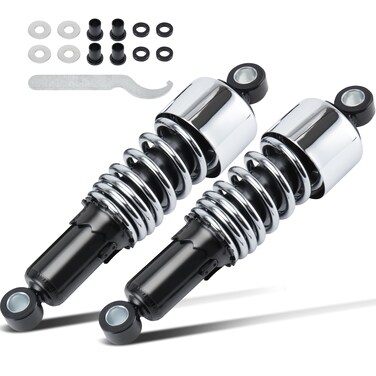 MoKitDora Motorcycle Rear Harley Lowering Slammer Shock 10.5&rdquo;/267mm Universal Rear Suspension Kit, 1980-up Harley Touring and 1983-up Sportsters, 1991-up Dyna, 1 Pair Silver