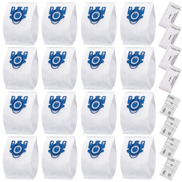 16 Pack Miele AirClean 3D GN Vacuum Cleaner Bags for Miele Vacuum Classic C1, Complete C1 C2 C3, S227/S240, S270, S400,S400i-S456i S2, S5, S8 Series with 4 Motor Protection Filters, 4 AirClean Filters