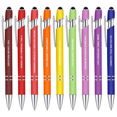 Funny Insulting Pens Complaining Quotes Pen Colorful Snarky Office Pens Vibrant Negative Passive Pens Macaron Touch Stylus Pens for Office Supplies(10 Pcs)