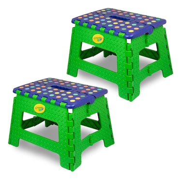 Crayola 9&rdquo; inch Folding Step Stool (2 Pack), Step Stool for Kids, Toddler Color Learning, Toddler Step Stool, Kitchen Helper Stool for Toddlers, Potty Training Step Stool, Step Stool 300 lb Capacity