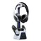 Tilted Nation RGB Headset and Controller Stand with Charging Station - for PlayStation or PC - PS4 / PS5 Controller Holder with Charger - Headphone and Game Controller Holder for Desk - White
