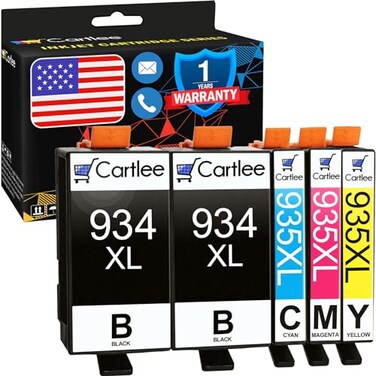 Cartlee 5 Pack Compatible Ink Cartridges Replacement for HP 934 and 935 934XL 935XL for OfficeJet Pro 6830 6230 6835 6800 6812 6820 6825 6822 Inkjet Printer Cartridge Combo 2 Black 1 Each Color