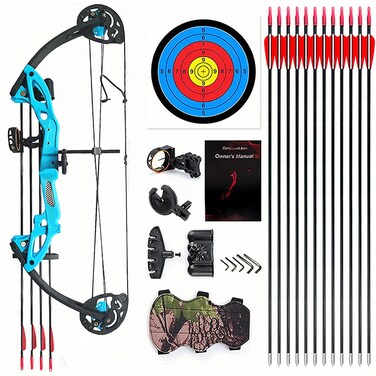 Lanneret Compound Bow and Archery Sets - Right Hand Archery Compound Bows 15-29 lbs Draw Weight Adjustable for Youth and Beginners，Hunting Bow Kit for Beginner