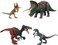 Mattel Jurassic World Dominion Survival Instincts Dinosaur Starter Set, 4 Toy Figures Including Blue, Dilophosaurus &amp; 2 Roar Strikers