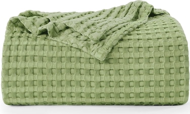 Utopia Bedding Sage Green 100% Cotton Waffle Blanket 300 GSM [King - 90x108 Inch] Soft Lightweight Breathable Bed Blanket for All Season