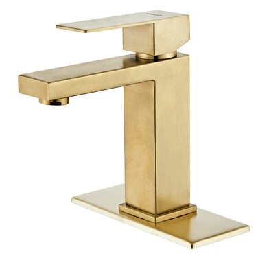 Modern Brushed Gold Bathroom Faucet Single Hole， Single Handle Sink Faucet Stainless Steel Commercial with Deck Plate 1 or 3 Hole (Brushed Gold)