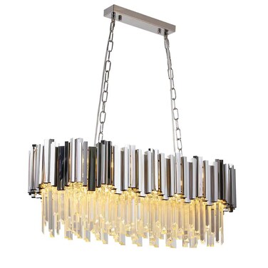 WABON Modern Crystal Chandeliers, Chrome Luxury Celling Light, Contemporary Pendant Lights for Dining Room Living Room