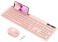 Wireless Keyboard and Mouse for MacBook, Vivefox Pink Rose Wireless Keyboard with Phone Holder, USB A &amp; Type C Receivr, Full-Size Combo for Mac, MacBook/Air/Pro Windows PC Computer