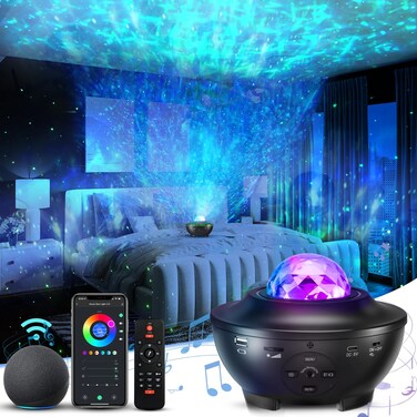 Galaxy Sky Star Projector LED Starry Night Light, Cool Planetarium Music Show Lamp with Speaker for Kids, Boys,Adults Bedroom Space and Home Ceiling Living Room D&eacute;cor, Party (BLACK)