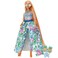 Barbie Extra Fancy Fashion Doll &amp; Accessories with Curvy Shape &amp; Orange Hair in Floral 2-Piece Gown with Pet Kitten