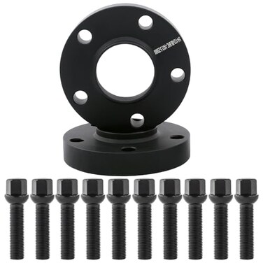 DCVAMOUS 2PC Black 5x112 Hubcentric Wheel Spacers 1 Inch with 14x1.5 Bolts (50mm Shank Ball Seat Type) 66.56 Bore Compatible with Benz Au-di 5 Lug for W210 W212 C230 C240 C320 A4 S4 A5 S5 A6 S6 A7 A8