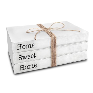 TenXVI Designs Home Sweet Home Sign Decorative Books - Set of 3 White Rustic Blank Books with Real Pages for Coffee Table Decor, Entryway Table Home Decor, Blank Books