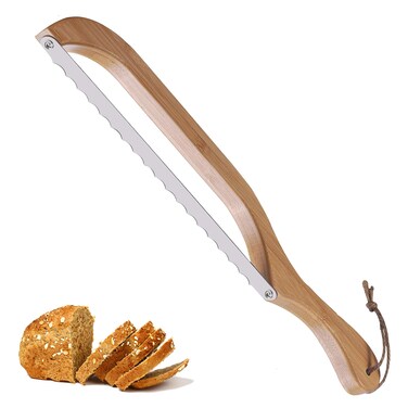 Bread Knife，15.6inch Bread Bow Knife， bread knife for homemade bread, sourdough bread knife，Premium Stainless Steel bread slicing knife with protective cover（Suitable for: right hand）