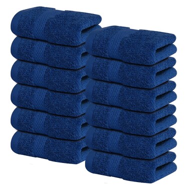 Infinitee Xclusives Luxury Wash Cloths for Showering [13x13] &ndash; 100% Cotton Washcloths [Pack of 12], Soft and Absorbent Face Towels for Bathroom Wash Clothes, Gym, and Spa (Tranquil Navy)