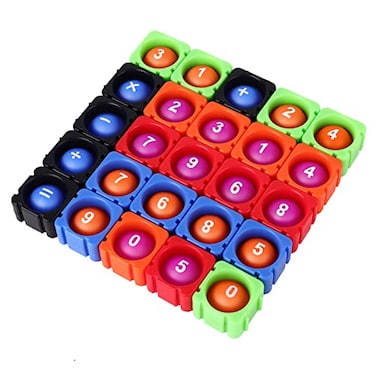 NOWFUTURE 25Pcs Math Number Pop Blocks,Number Sensory Toy, Infinity DIY Pop Build Blocks, Math Study, Early Childhood Education(Calculator Number 25pcs)
