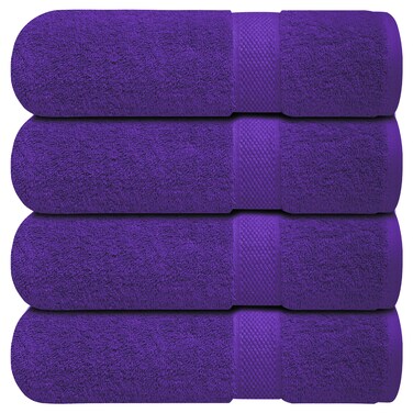 Infinitee Xclusives Luxury 100% Ring-Spun Cotton Bath Towels Set of 4 (27x54 inches) &ndash; Soft, Absorbent &amp; Quick-Drying Towels for Bathroom, Gym, Spa &amp; Hotel Use (Profound Purple)