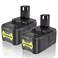 2 Packs 18V Battery Replacement for RYOBI 18V Battery PBP005 P197 P189 P108 P191 P190 P102 P103 P104 P105 P107 P122 Compatible for Ryobi 18V Tools, 6.0Ah