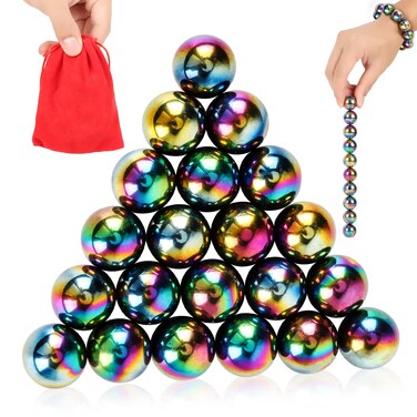 21Pcs Magnet Rainbow Ball Fidget Toy, DIY Hematite Stones Toys for Adults, Science Kit for Anxiety Relief, Magnetic Rattle Snake Birthday Easter Gift Egg Filler Stuffer Party Favors