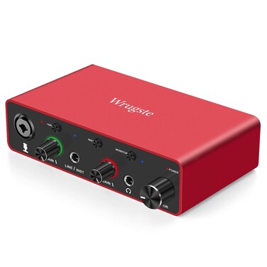 Wrugste USB Audio Interface +48V Phantom Power 24Bit/192kHz for Recording Podcasting and Streaming Ultra-low Latency Plug and Play Noise-Free XLR Audio Interafce for PC