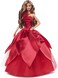 Barbie Signature 2022 Holiday Doll, Light-Brown Wavy Hair Wearing Red Poinsettia-Inspired Gown, Collectible with Doll Stand &amp; Certificate of Authenticity
