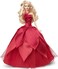 Barbie Signature 2022 Holiday Doll, Blonde Wavy Hair Wearing Red Poinsettia-Inspired Gown, Collectible with Doll Stand &amp; Certificate of Authenticity