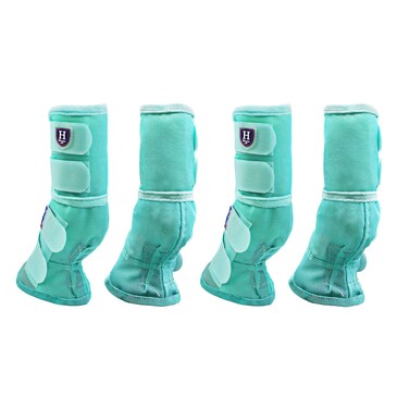 Harrison Howard Horse Fly Boots Perfect Contoured Fit Leg Guards Dense Mesh Boots with Ventilated Comfort Reliable Protection from Summer Elements Set of 4 Mint L