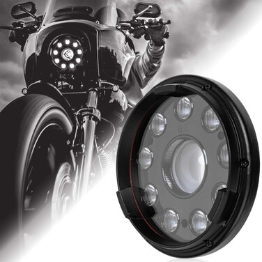 Rogue Rider Industries 5.75" Moto Illumination LED Headlight Compatible with Harley Davidson Dyna Street Bob Super Wide Glide Low Rider Night Rod Train Softail Deuce Sportster Iron 883 (Black)