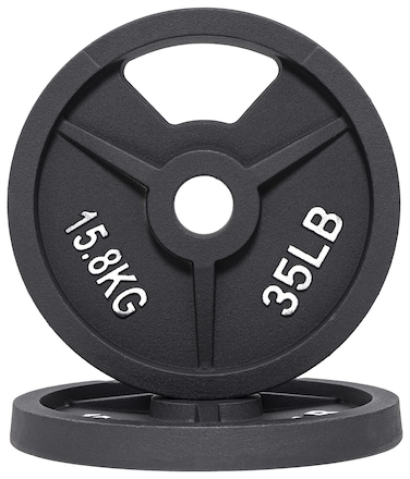 Signature Fitness Cast Iron Plate Weight Plate for Strength Training and Weightlifting, Olympic or Standard